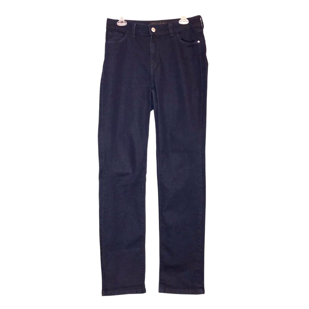 Women's Dark Wash Straight Leg Jeans High Rise Denim Size 44 31 Waist‎